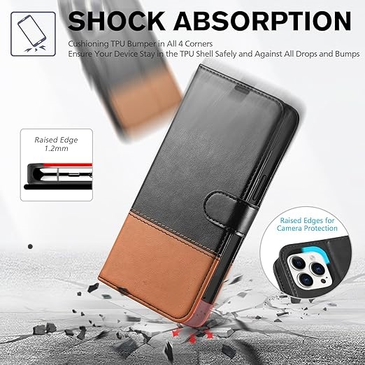 RFID Blocking 4 Card Slots Kickstand Shockproof TPU Interior Case for iPhone 15 Pro Max Leather Magnetic Wallet Case Case