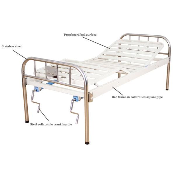 Stainless Steel Clinic Ordinary Medical Bed 2 Crank Hospital Bed