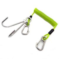 O plutônio de alta qualidade da espiral da segurança da espiral profissional do mergulho autônomo bobina o cabo Lanyard With Carabiners da ferramenta do fio de aço