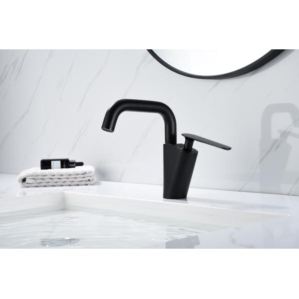 Lizhen-Hwa.Con Black Brass Bathroom Faucet with Modern Design and Hot/Cold Single Hole