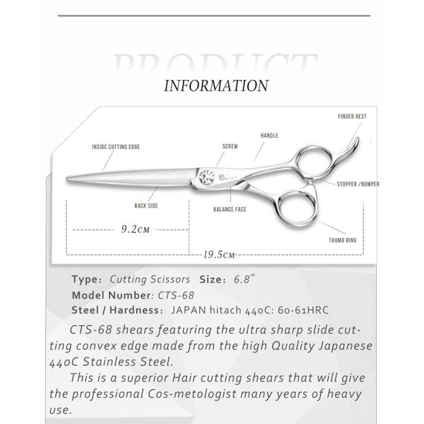 Durable Professional Barber Shears Wear Resistance Precise Cutting