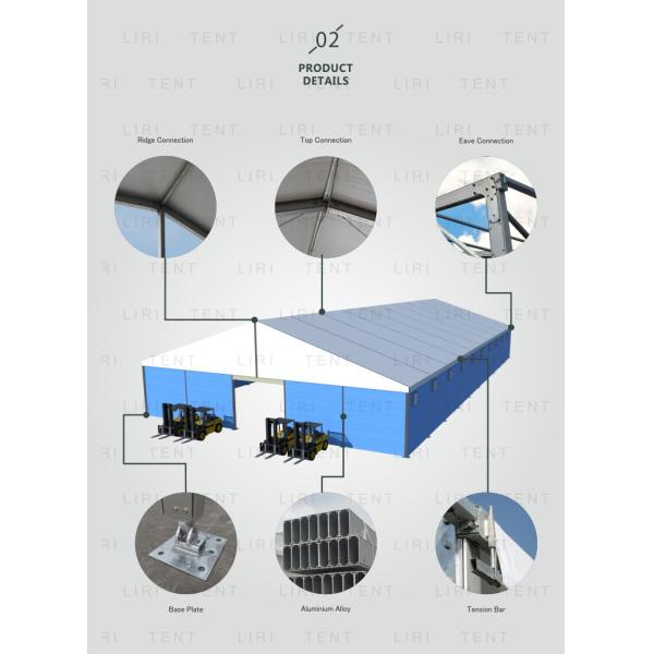 Durable Warehouse Storage Tent With PVC Cover Wind Load 100km/H