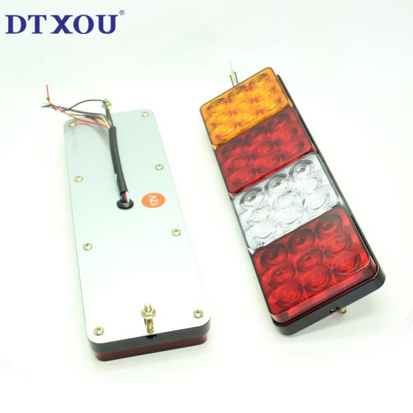 Red Yellow 12V 24V 3 Holes LED Tail Lights For Trucks