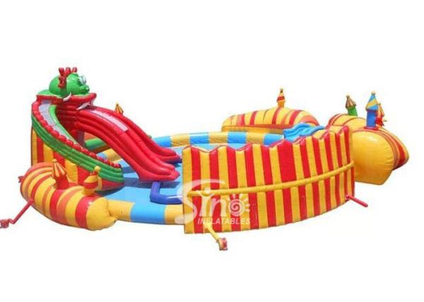 China dragon slide kids N adults giant inflatable water park with big castle for sale