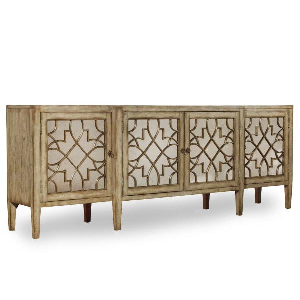 Black Mirror Credenza Cabinet Sideboard Organizer Set For Living Room TV