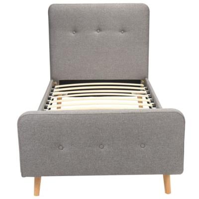 Single Size Children Upholstered Bed Plywood Light Grey Linen Fabric ODM