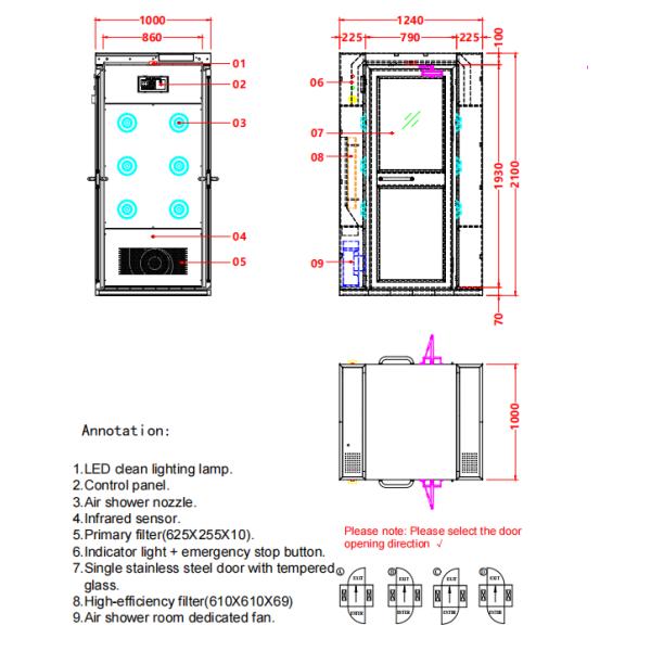 FDA-Compliant Air Shower | 304 Steel & Convex Door | Pharma/Food Cleanroom Certified