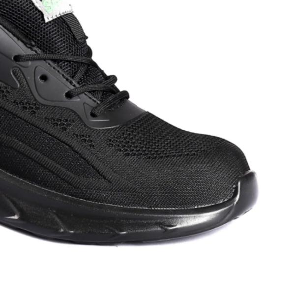 Steel Toe Slip Resistant PU Cement Sole Work Boots Comfortable EVA Insole Black Breathable Safety Shoes