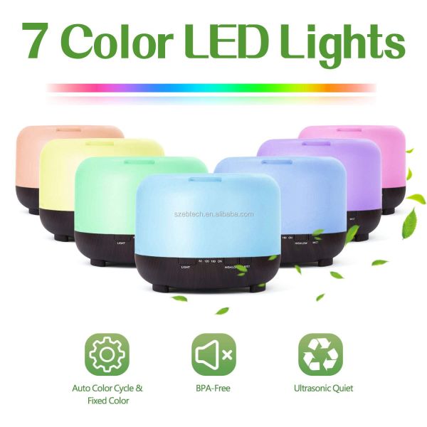 Remote Control 500ml Aromatherapy Essential Oil Diffuser with LED Light Air Humidifier for Office Home Study Yoga Spa