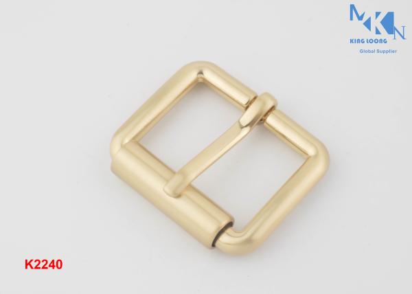 Hand Polished Roller Metal Belt Buckle Light Gold Color Plating Component For Bag