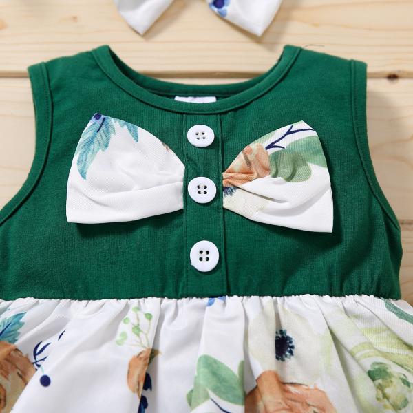Green Stitching Patchwork Shirt Dress 43in Cotton Summer Dresses Sleeveless