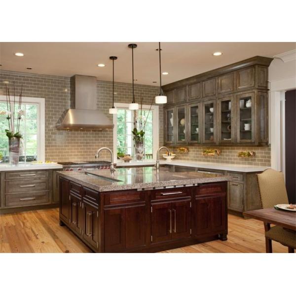 Solid Wood Contemporary Kitchen Cabinets Paint Finish Luxury Furniture