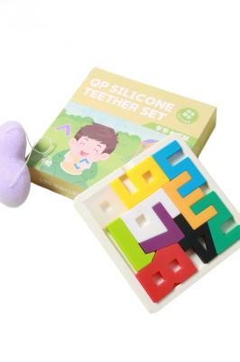 OEM Children Puzzle Silicone Toys For Infants Letters Shape With Size Is 15*15*3 cm And Weight Is 230 Gram
