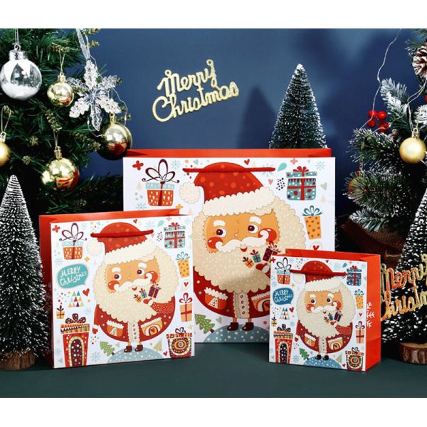 Printed CCNB Christmas Paper Bags For Xmas Eve Gift Takeaway