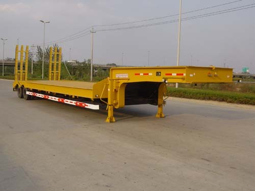 Green Red Low Bed Semi Trailers With Hydraulic Mechanical Suspension