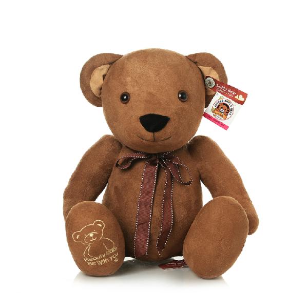 sitting size light brown bear with butterfly tie cute stuffed toys