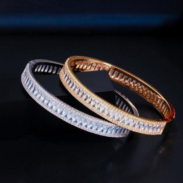 Luxury Cubic Zircon Bracelet with Leaf Shape CZ Vintage Bride Wedding Bracelets Bangle for Women Jewelry