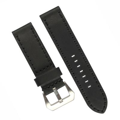 ROHS Mens Watches Leather Band , OEM Stitched Leather Watch Strap With Pre V Buckle