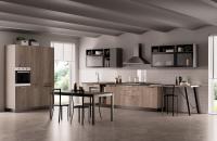 Armoire de cuisine en faisceau de bois moderne sur mesure Système de cuisine minimaliste