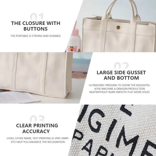 Women Customized Reusable Bags Canvas Tote Bag 10oz With Leather Handles Hot Sale Wholesale Eco-Friendly Canvas Tote Bag Custom Printing Logo Canvas Cotton Shopping Bag