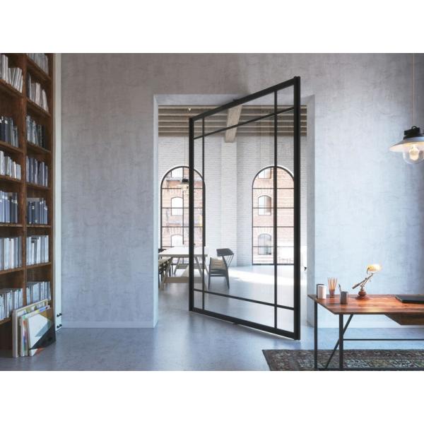 Black 6A 12A Space Aluminum Internal Glass Pivot Doors For Office