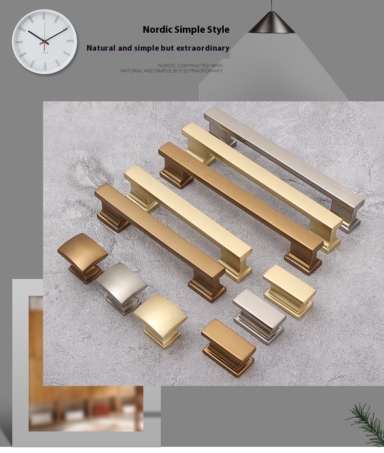 Nordic Gold Modern Simple Long Single Hole Solid Zinc Cabinet Door Knob Brass Material Living Room Wardrobe Drawer Handle
