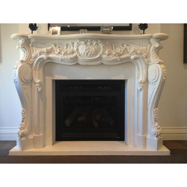 FC-FP1.JPG China marble Natural stone Custom Indoor Decor Marble Fire Surrounds For Gas Fires / Wood Burners