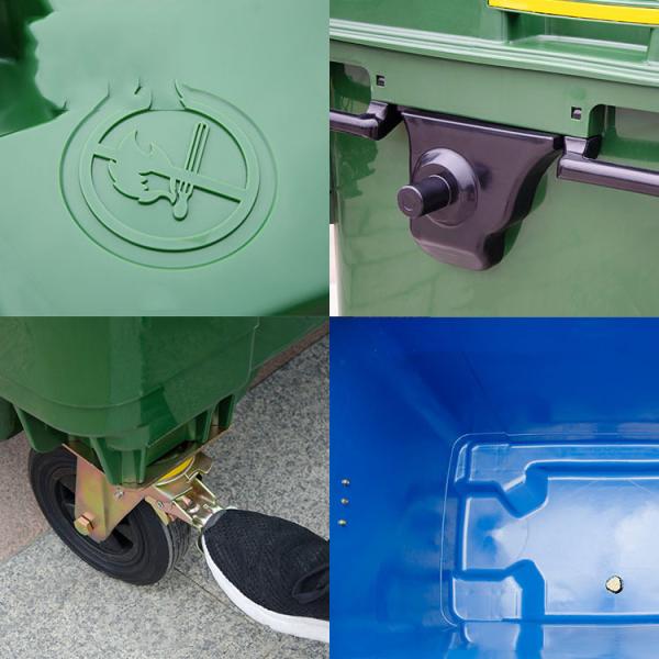 160L Mobile Dustbin Red Black Plastic Garbage Containers On Wheels
