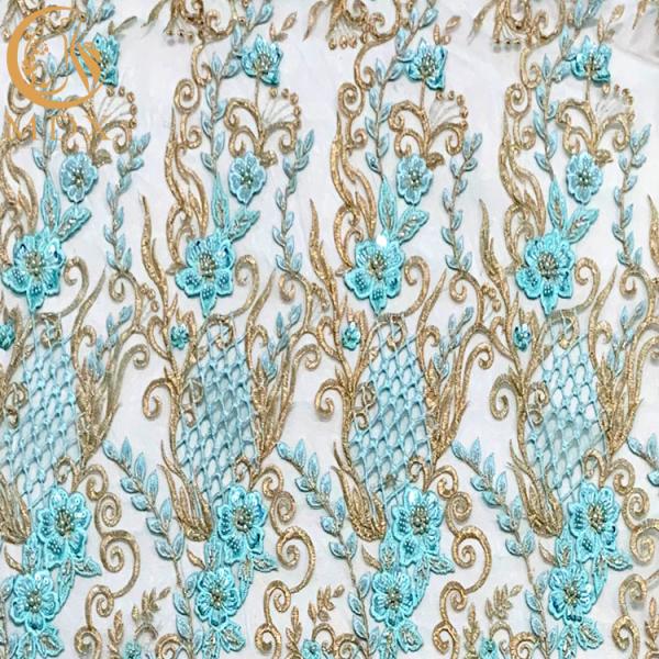 140Cm Bridal Applique Lace Fabric Dress Styles Embroidery Beaded For Wedding