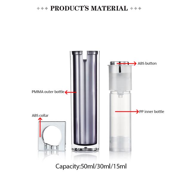 Lightweight Blue 50ml Acrylic Airless Square Lotion Bottle With Pump Sprayer