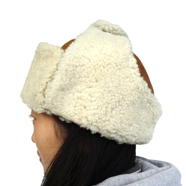 Wool Sheepskin Leather Hats , Female Adults Women'S Trapper Hat OEM