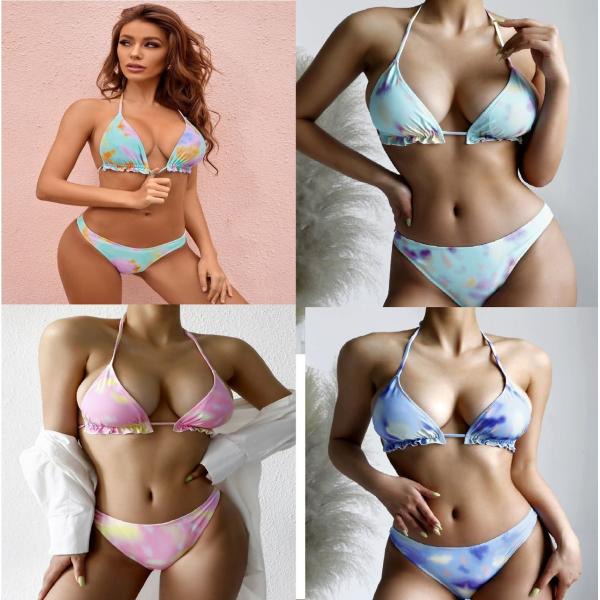 Sexy Blue And pink Color Matching U Drag Women’S Swimming Suits Bikini  Split  Ladies Bikini