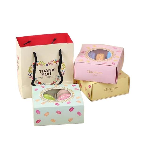 White Custom Macaron Packaging Boxes , Versatile Donut Packaging Box With Clear Display Window