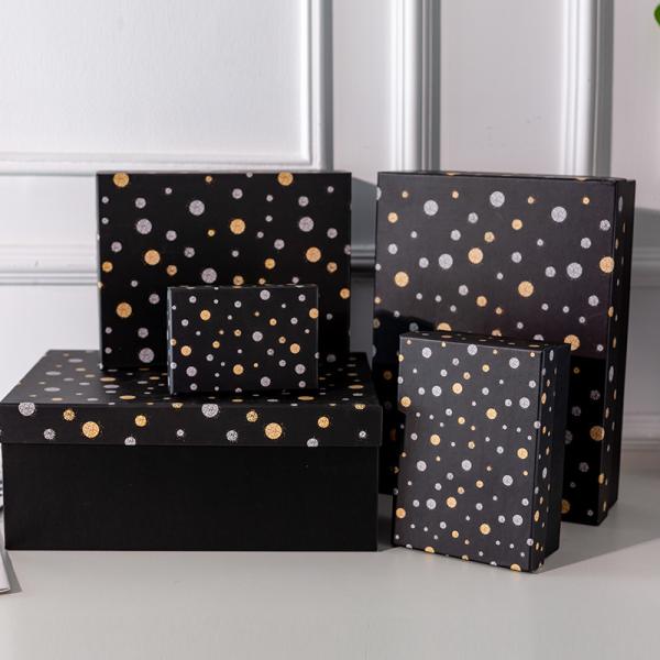 Black Polka Dot Design Gift Box Custom New Style Heaven And Earth Cover Gift Box Holiday Gift Box