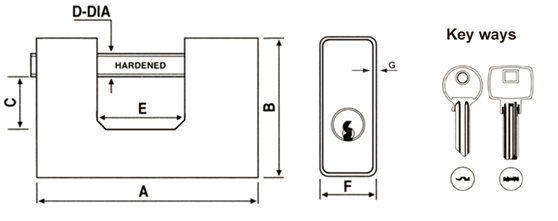 Rarlux Top Security Anti-cut Body Steel Armored Covered Rectangular Padlock Model 095 Zhejiang