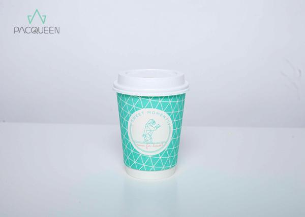 Heat Insulated Double Wall Paper Cup , Personalised Drinking Cups With Cup Lids