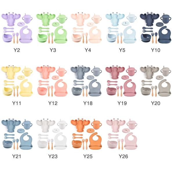 Blue Pink Lobster Baby Silicone Feeding Set 0-3 Years Old