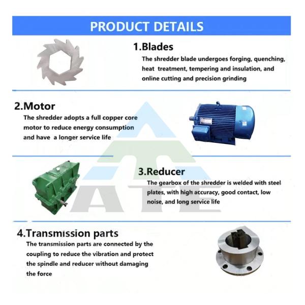 Rubber Metal Shredder Plastic Recycling Machine with and Small Scraps Weight T of 2.5