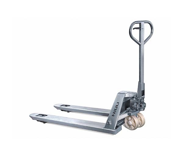 Stainless Steel Transport Trolley Hydraulic Hand Pallet Truck Designed for Hygienic and Corrosive Industrial Applications