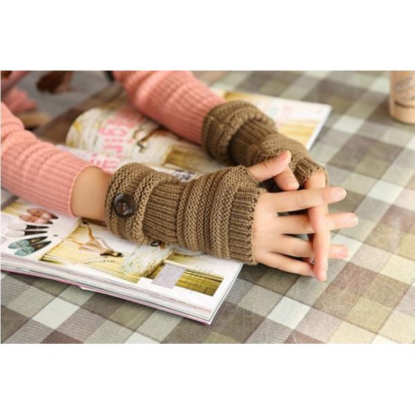 Pineapple Dot Women Knit Warm Winter Gloves Crochet Hand Warmers Computer Mittens