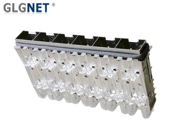 Press Fit Six Ports SFP Cage Assembly Copper Alloy 0.25 Mm Thickness