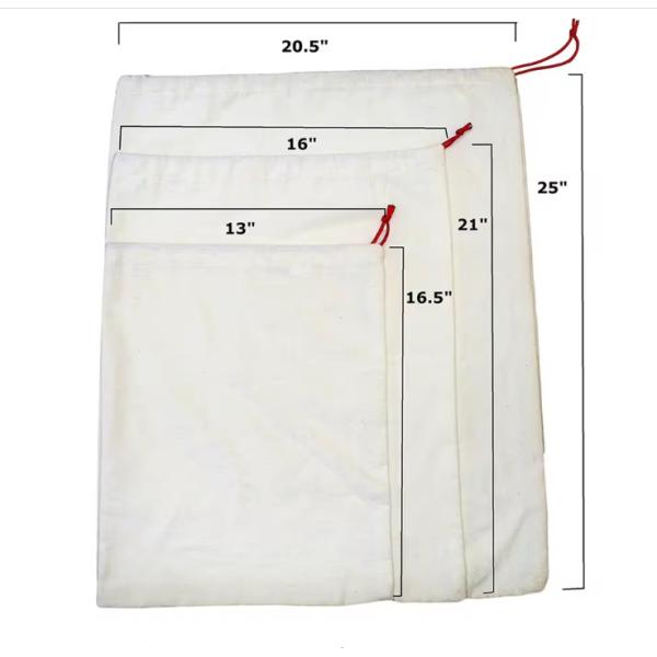 Toiletry Organic Cotton Drawstring Bags Pouch Machine Washable Custom