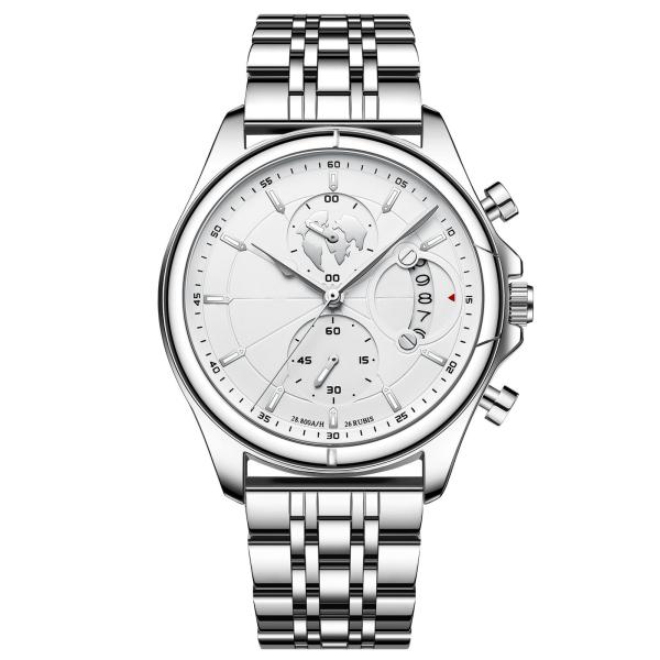 Sport Style Stainless Strap Watch Big Dial Quartz Wrist Watches For Men