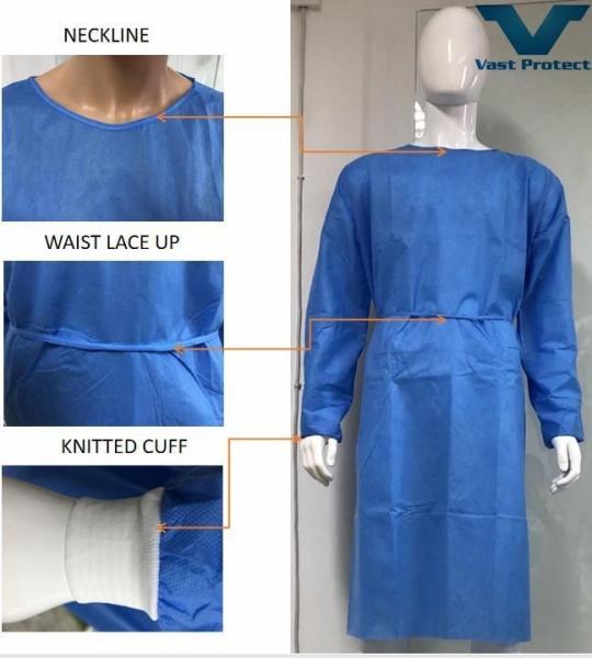 Coverall Disposable Waterproof SMS Isolation Gown for Hospital Food Airline Household