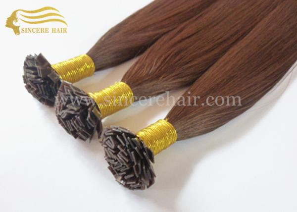 50 CM 1.0 G Italian Keratin Fusion Flat Shape Hair Extensions - 20 Brown Pre-Bonded Flat Tip Hair Extension for sale