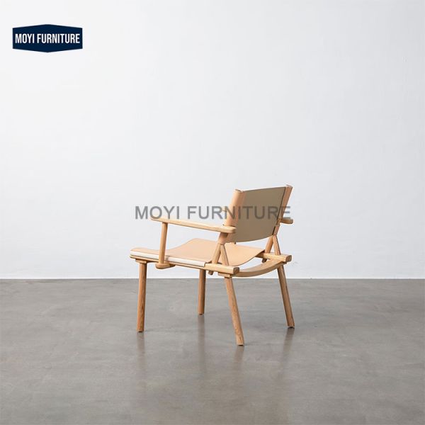 Saddle Leather Nordic Designer Dining Chair Light Luxury Simple White Ash Wood Imported Armchair for Restaurant Meetings