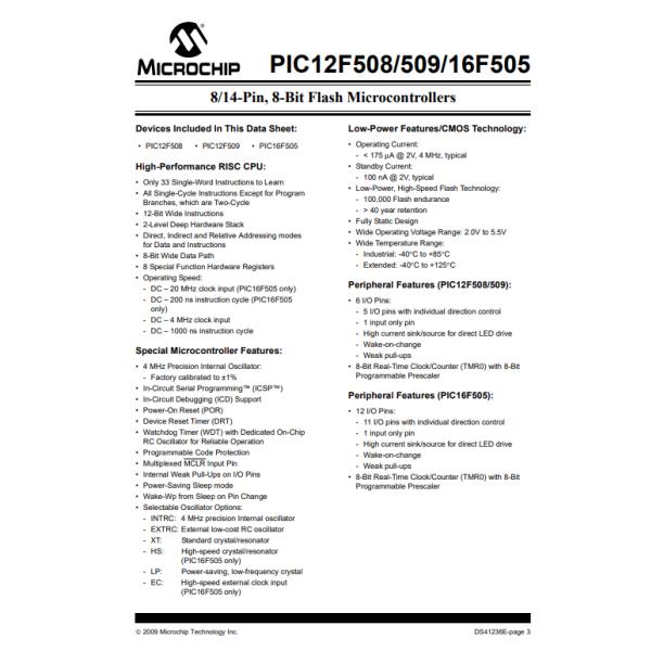 PIC12F508-I/SN IC интегральные схемы MCU PIC 8-битный - 40 °C ~ 85 °C