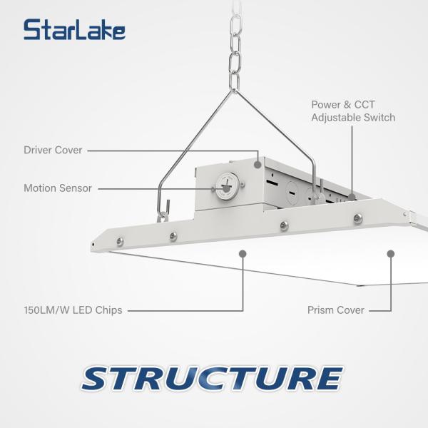 Warehouse 300W LED Pendant Linear Light With CCT / Watt Adjustable Motion Sensor