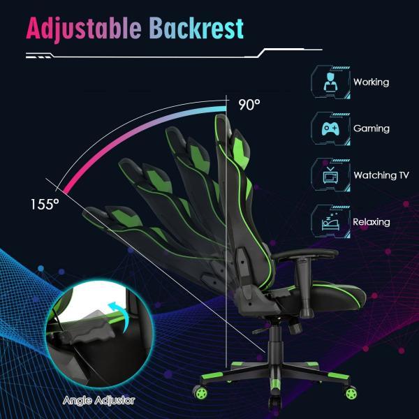 Adjustable Lumbar Support Racing Ergonomic Gaming Chair for Adults ALINUNU RGB Chair
