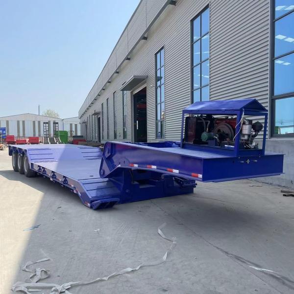 Truck Trailer 3 Axle 40FT 50T 60T Gooseneck Lowboy Low Bed Semi Trailer Dimensions